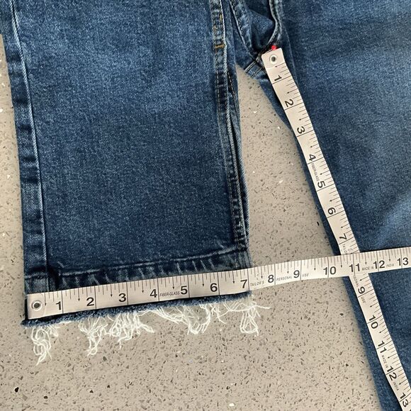 Free People Jeans Blue Slit Released Hem Hidden Button Fly 27 - Picture 6 of 11